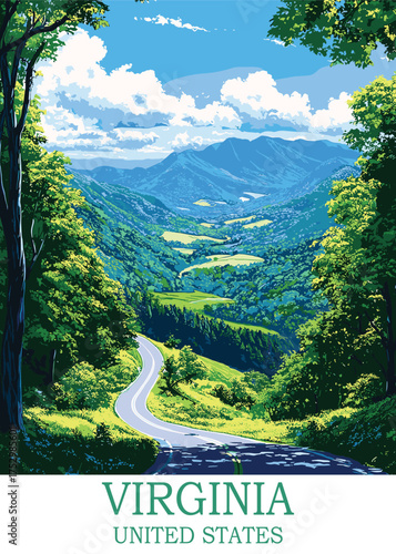 Virginia's Blue Ridge Mountains reveal rolling hills, winding roads, and lush forests, capturing the serene beauty and inviting exploration for outdoor enthusiasts