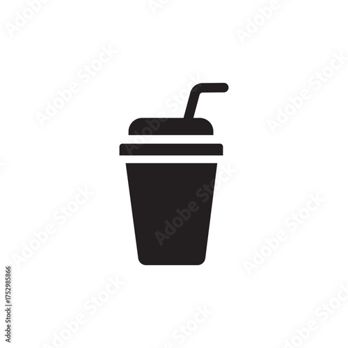 Minimalist Drink Icon Featuring a Cup with a Lid and Straw Representing Beverages and Refreshment