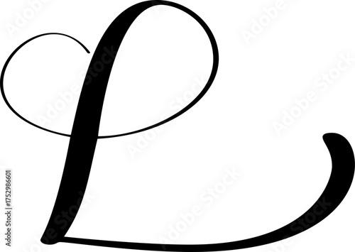 Hand drawn vector calligraphy letter L with heart. Script capital font logo. flourish brush style Handwritten