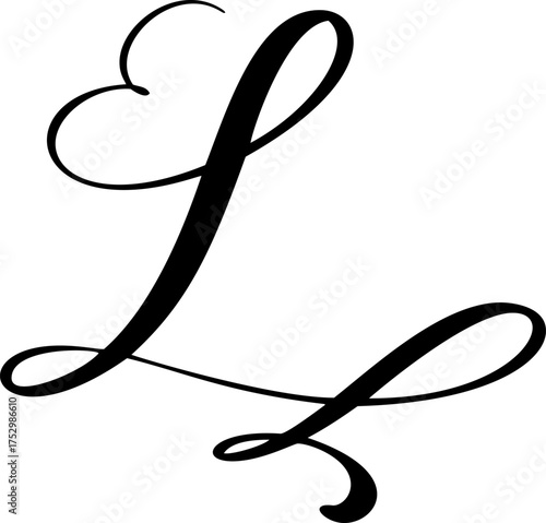 Vector calligraphy hand drawn letter L icon logo. Script font. style Handwritten brush