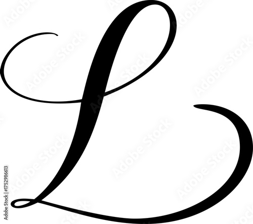 Black calligraphic vector letter L hand drawn forming part an elegant for alphabet projects initial design