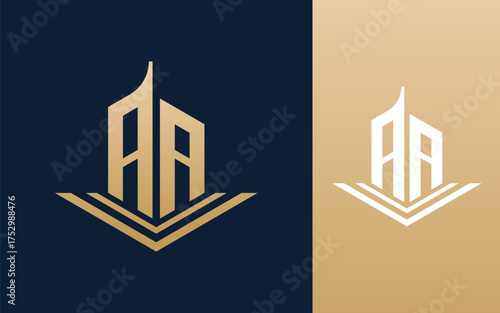 Initial letter AA with building logo design vector illustration