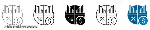 Financial data icon isolated, Business analysis symbol, Market statistics signs, Economic indicator symbols, or Profit loss icons vector illustration