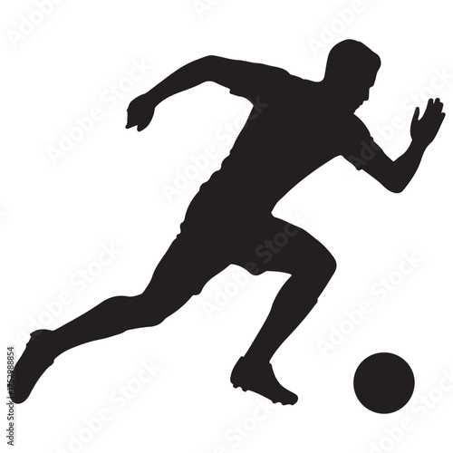 Soccer player running with ball silhouette