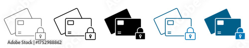 Credit card security icon isolated, Payment protection symbol, Banking safety sign, Financial lock icons, or Secure transaction symbols vector illustration