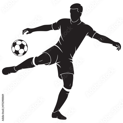 Soccer player kicking ball silhouette