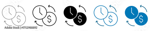 Time money exchange icon isolated, Currency conversion symbol, Financial transaction sign, Business investment, or Value of time vector illustration