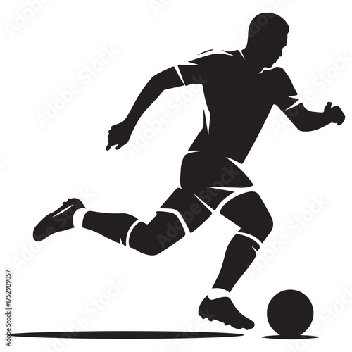Dynamic soccer player kicking ball silhouette