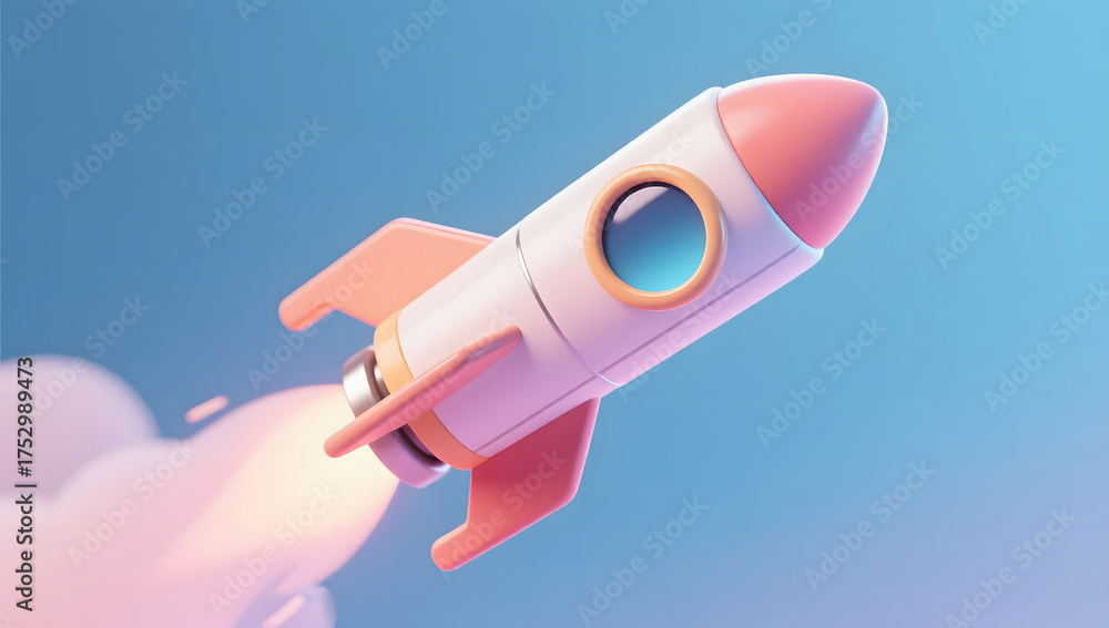 Fototapeta premium 3d spaceship rocket launch world space day business icon