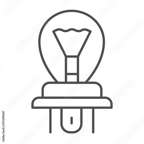 Car lightbulb thin line icon, car parts concept. Vector graphics. Light bulb for headlights and signals sign on white background, outline style icon for mobile or web design.