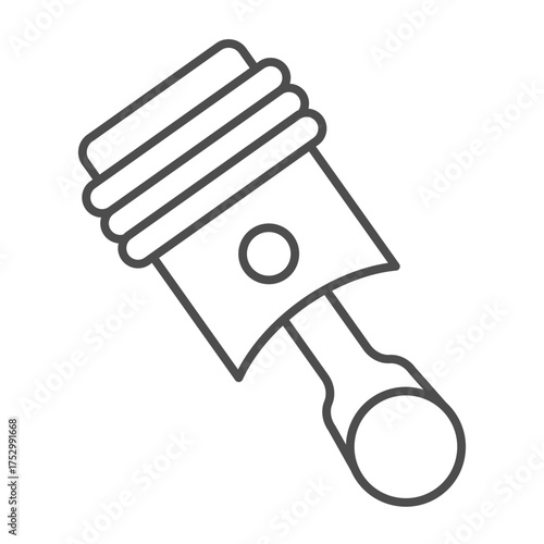 Automotive engine piston thin line icon, car parts concept. Vector graphics. Piston sign on white background, outline style icon for mobile or web design.