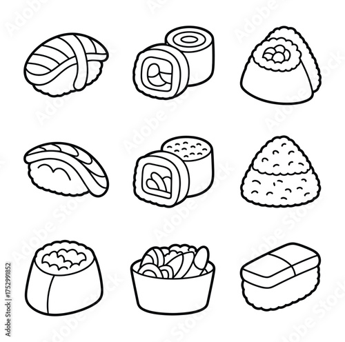 Diverse sushi and rolls collection nigiri maki