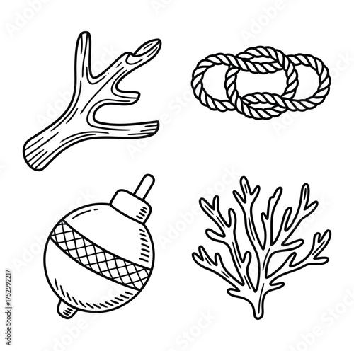 Antler rope bobber coral branch wood