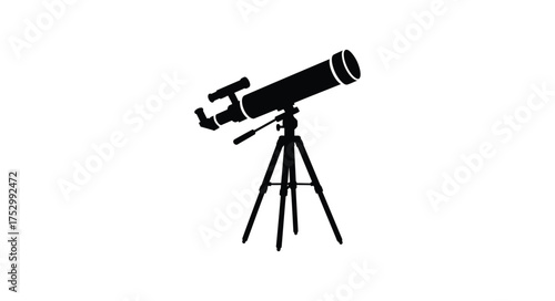 Simple black silhouette of a telescope on a tripod stand
