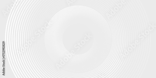 Abstract gray background with glowing white lines circles. Vector Illustration