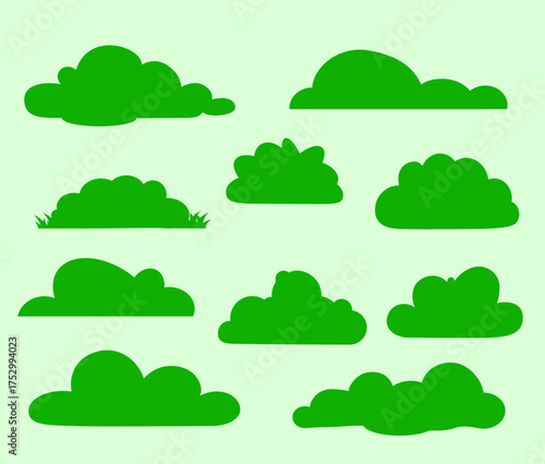 Green bushes nature decoration variation collection bush greenery environment vector