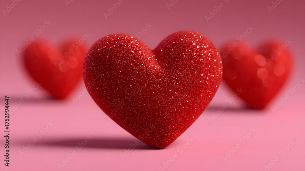 Obraz premium Red glitter heart design for romantic Valentine's Day scene