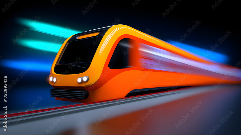 Fototapeta premium Subway Train Passing Through Tunnel in Dynamic Motion