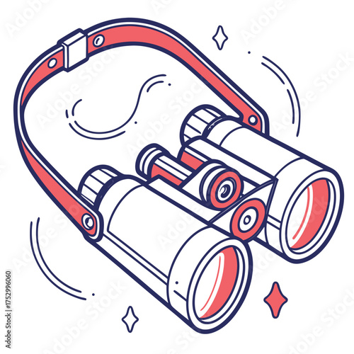 Binocular's observation: A stylish illustration of a pair of binoculars, perfect for exploration, travel, and observing distant subjects.