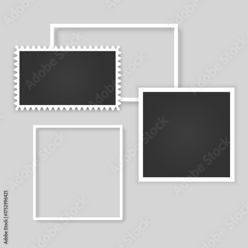 Collection of vintage photo frames. Old photo frame with transparent shadow.  Frames for your photos. Vector illustration