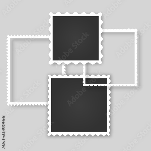 Collection of vintage photo frames. Old photo frame with transparent shadow.  Frames for your photos. Vector illustration
