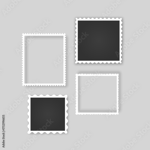 Collection of vintage photo frames. Old photo frame with transparent shadow.  Frames for your photos. Vector illustration