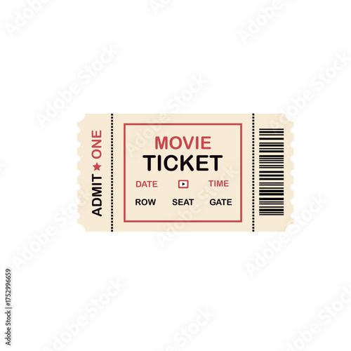 Movie ticket cinema concept minimalism
