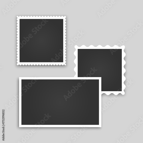 Collection of vintage photo frames. Old photo frame with transparent shadow.  Frames for your photos. Vector illustration