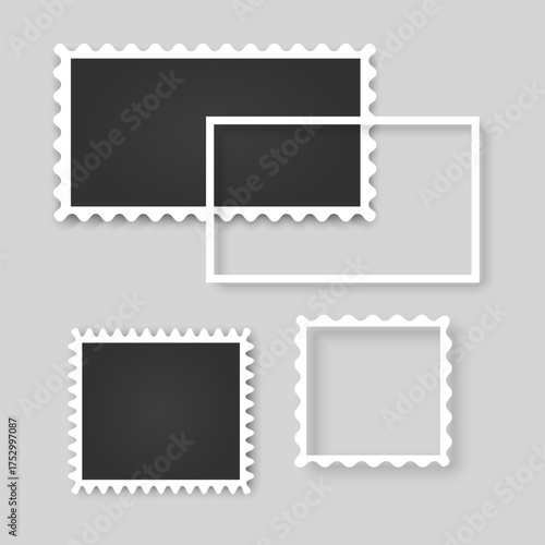 Collection of vintage photo frames. Old photo frame with transparent shadow.  Frames for your photos. Vector illustration
