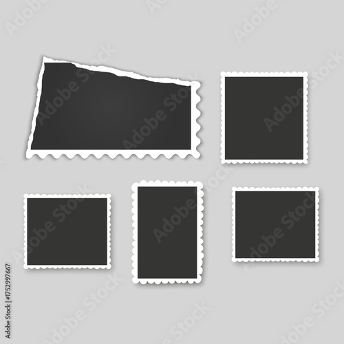 Collection of vintage photo frames. Old photo frame with transparent shadow.  Frames for your photos. Vector illustration