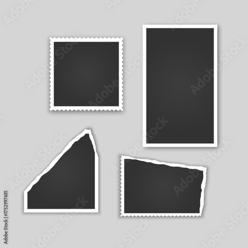 Collection of vintage photo frames. Old photo frame with transparent shadow.  Frames for your photos. Vector illustration