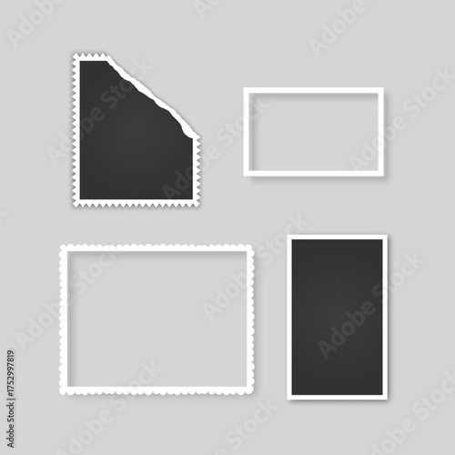 Collection of vintage photo frames. Old photo frame with transparent shadow.  Frames for your photos. Vector illustration
