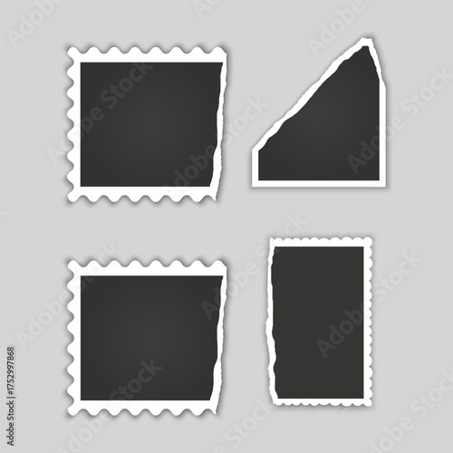 Collection of vintage photo frames. Old photo frame with transparent shadow.  Frames for your photos. Vector illustration