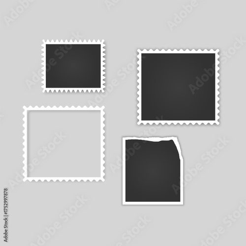 Collection of vintage photo frames. Old photo frame with transparent shadow.  Frames for your photos. Vector illustration