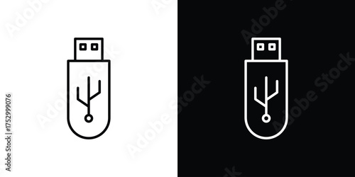 usb drive icon symbols in black illustrations set