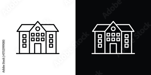school icon symbols in black illustrations set