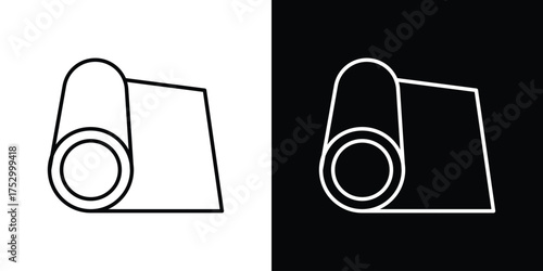 Yoga mat icon symbols in black illustrations set