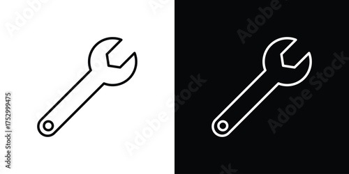 Wrench icon symbols in black illustrations set