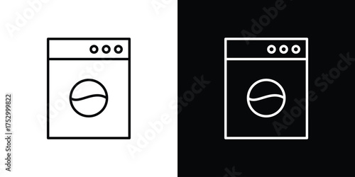 Washing machine icon symbols in black illustrations set