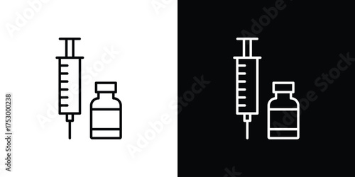 Vaccination icon symbols in black illustrations set