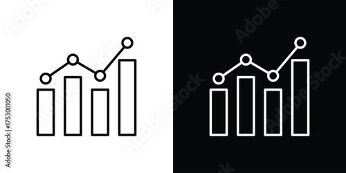 Statistics icon symbols in black illustrations set