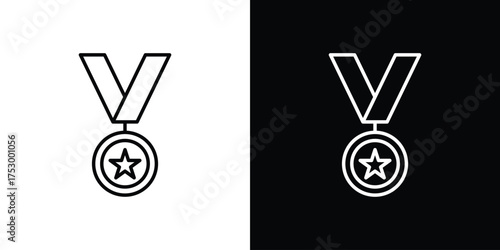 Sports medal icon symbols in black illustrations set