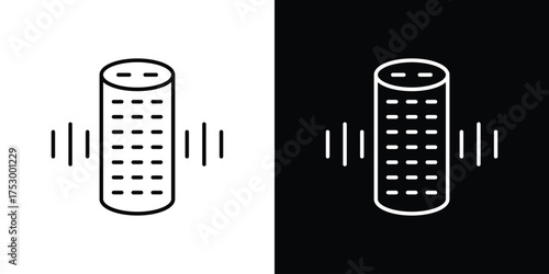 Smart speaker icon symbols in black illustrations set