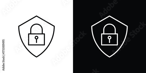 Security lock icon symbols in black illustrations set