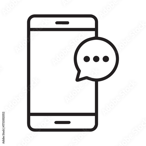 Smartphone Message Icon – Digital Chat Bubble Outline Vector