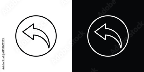 Reply icon symbols in black illustrations set