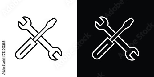 Repair icon symbols in black illustrations set
