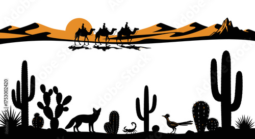 Dynamic abstract banner design with flowing lines and a prominent silhouette against a colorful background