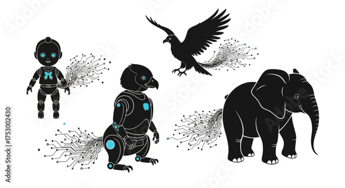 Dynamic silhouette of a person in motion suitable for advertising and promotional banners presented in a clean rgb color model