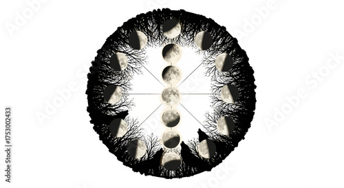 Abstract geometric shapes forming a dynamic composition with a central silhouette element